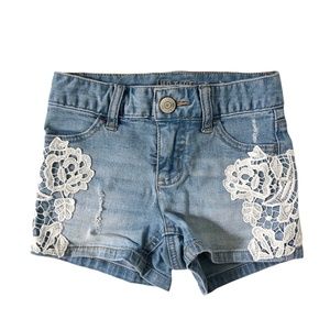 Justice Embroidered Lace Distressed Jean Shorts 8 Slim
